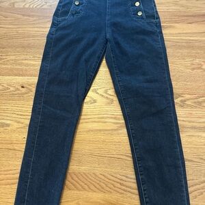 Stylish High-Waisted Black Pants with Gold Buttons